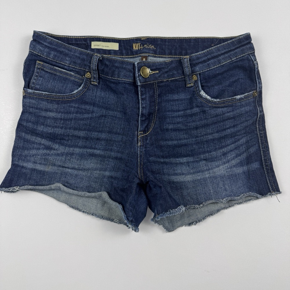 KUT from the Kloth Womens Gidget Fray Denim Jean Shorts Raw Hem Size 8 Stretch
